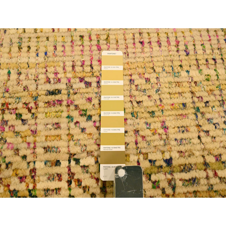 7'9" x 9'10" New Hand Knotted Brown Wool & Sari Silk Rectangle Oriental Rug - MOA10276189