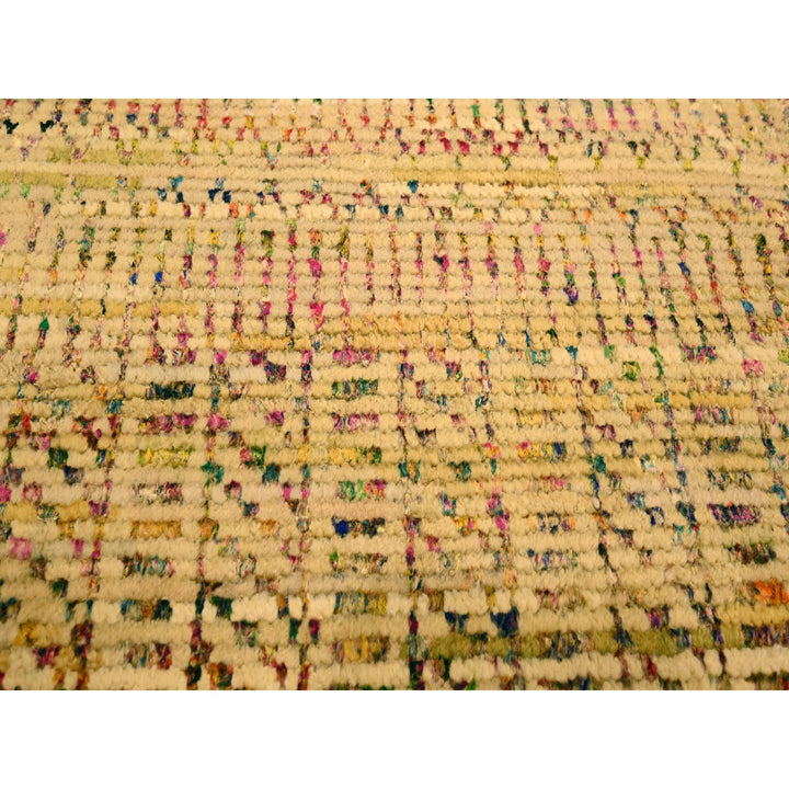 7'9" x 9'10" New Hand Knotted Brown Wool & Sari Silk Rectangle Oriental Rug - MOA10276189