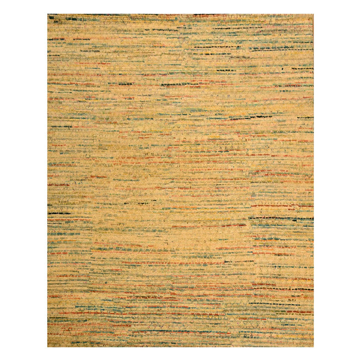 8'0" x 10'3" New Hand Knotted Yellow Wool & Sari Silk Rectangle Oriental Rug - MOA10276190