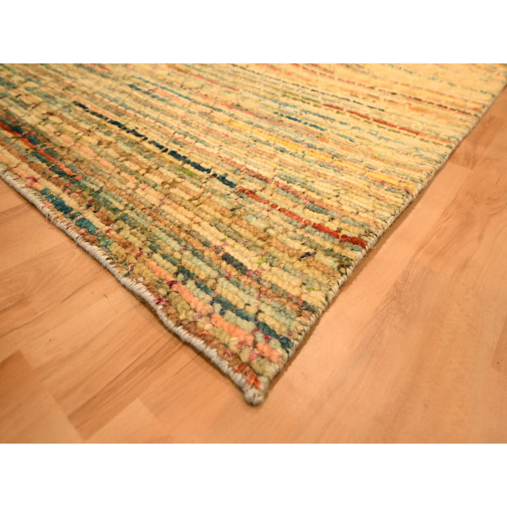 8'0" x 10'3" New Hand Knotted Yellow Wool & Sari Silk Rectangle Oriental Rug - MOA10276190