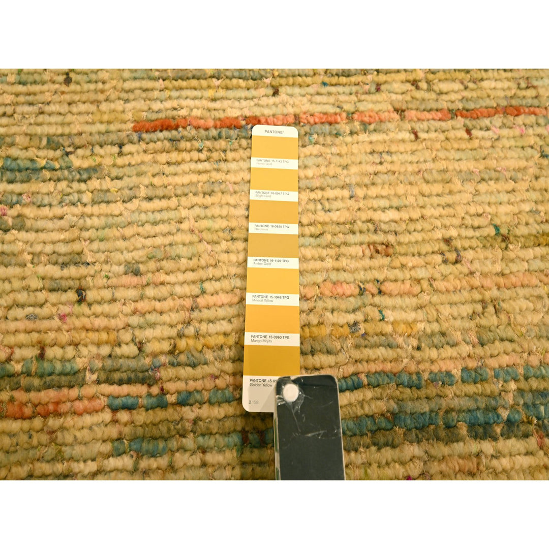 8'0" x 10'3" New Hand Knotted Yellow Wool & Sari Silk Rectangle Oriental Rug - MOA10276190