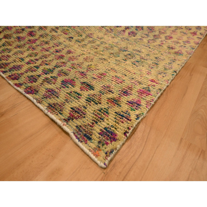7'9" x 9'11" New Hand Knotted Brown Wool & Sari Silk Rectangle Oriental Rug - MOA10276191