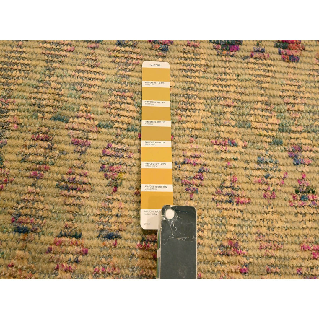 7'9" x 9'11" New Hand Knotted Brown Wool & Sari Silk Rectangle Oriental Rug - MOA10276191