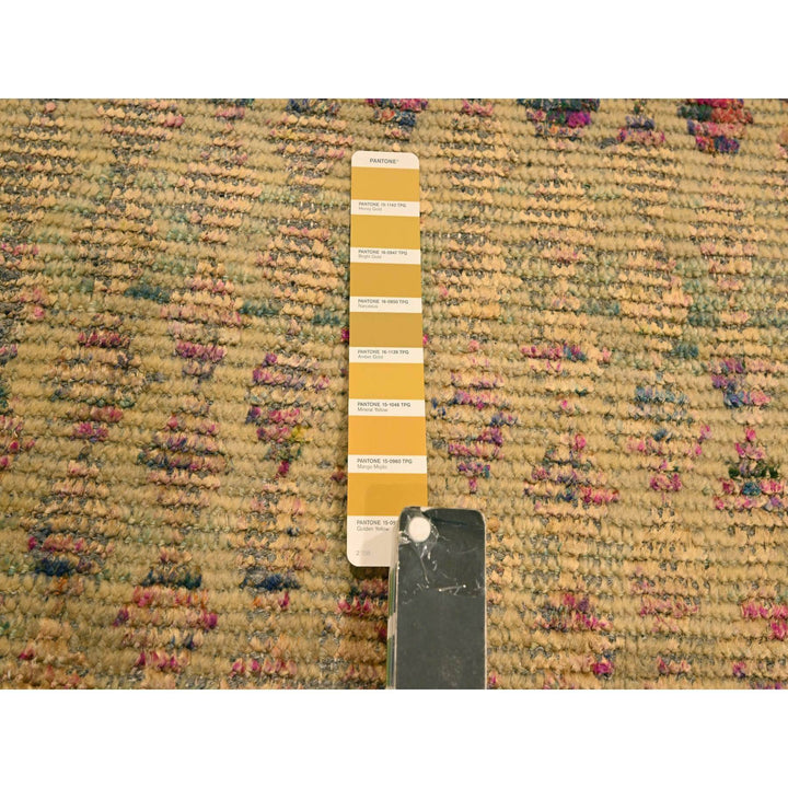 7'9" x 9'11" New Hand Knotted Brown Wool & Sari Silk Rectangle Oriental Rug - MOA10276191