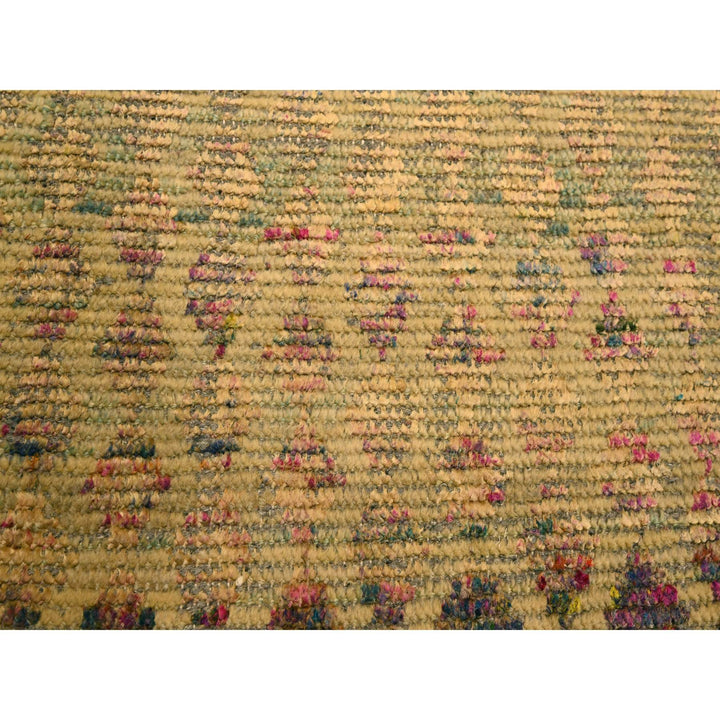 7'9" x 9'11" New Hand Knotted Brown Wool & Sari Silk Rectangle Oriental Rug - MOA10276191
