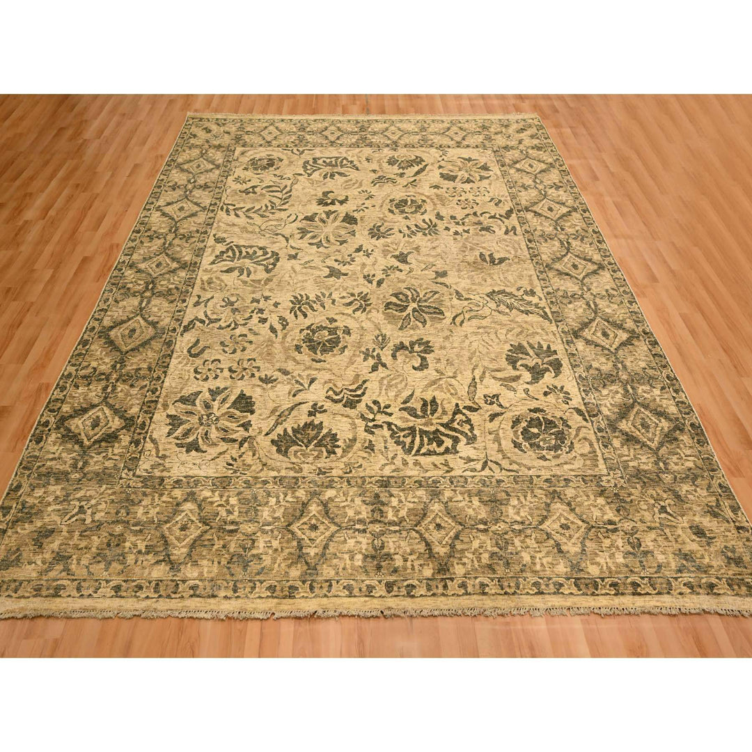 7'10" x 9'9" New Hand Knotted Brown Wool Rectangle Oriental Rug - MOA10276192