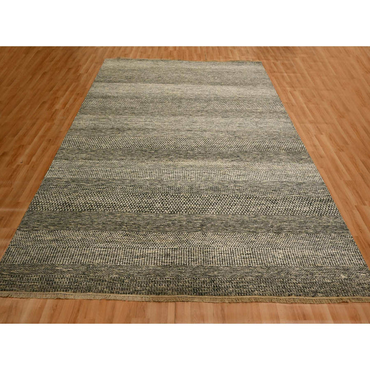 7'9" x 10'2" New Hand Knotted Grey Wool Rectangle Oriental Rug - MOA10276194