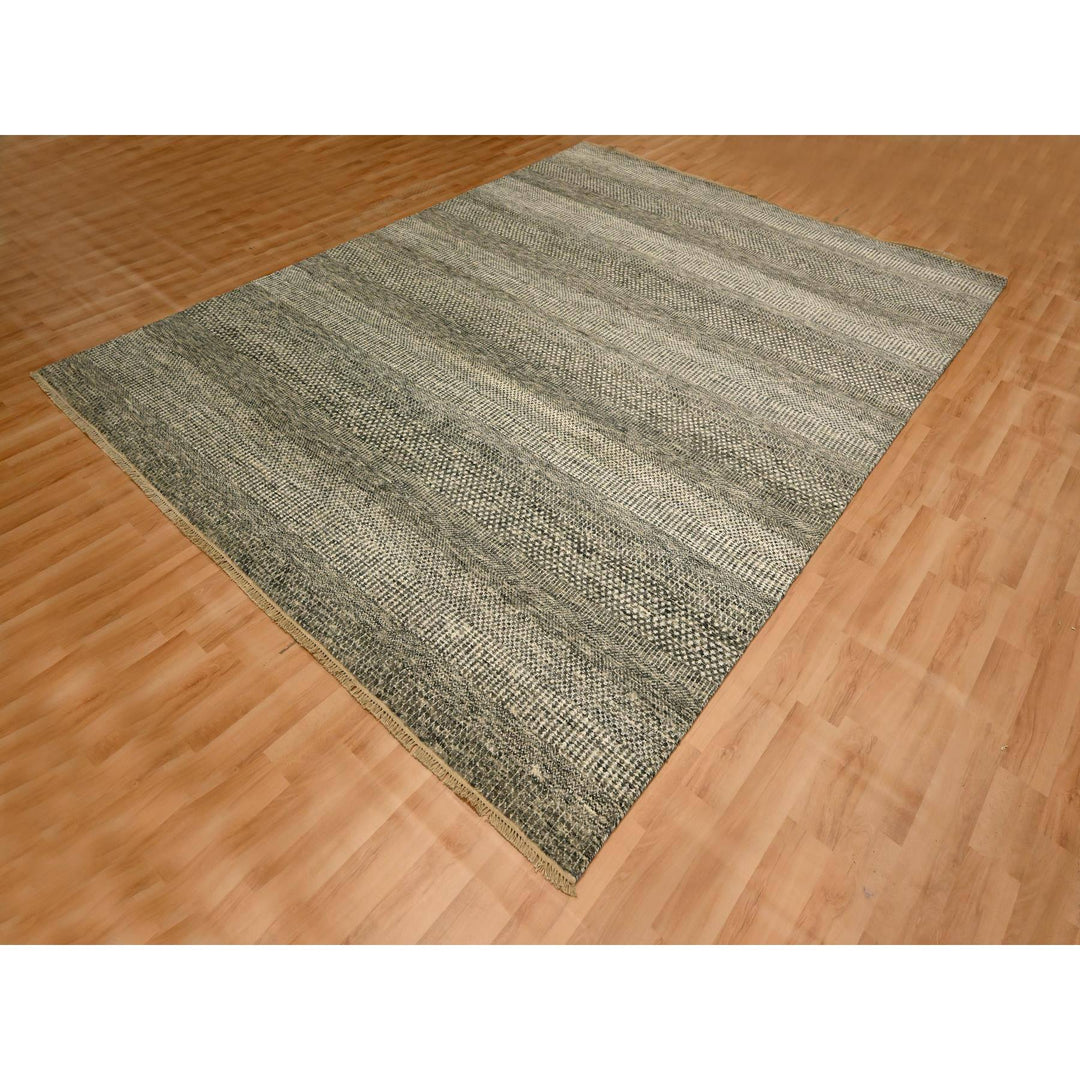 7'9" x 10'2" New Hand Knotted Grey Wool Rectangle Oriental Rug - MOA10276194