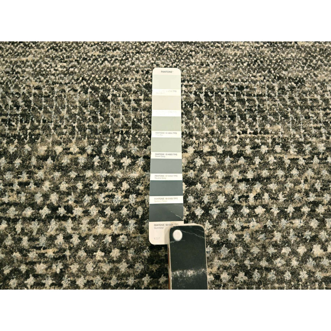7'9" x 10'2" New Hand Knotted Grey Wool Rectangle Oriental Rug - MOA10276194