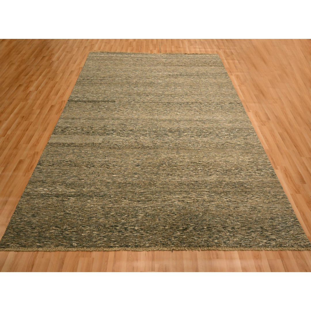 7'6" x 9'11" New Hand Knotted Brown Wool Rectangle Oriental Rug - MOA10276196