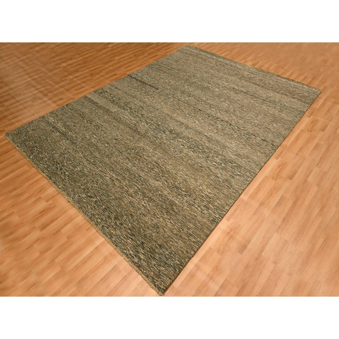 7'6" x 9'11" New Hand Knotted Brown Wool Rectangle Oriental Rug - MOA10276196