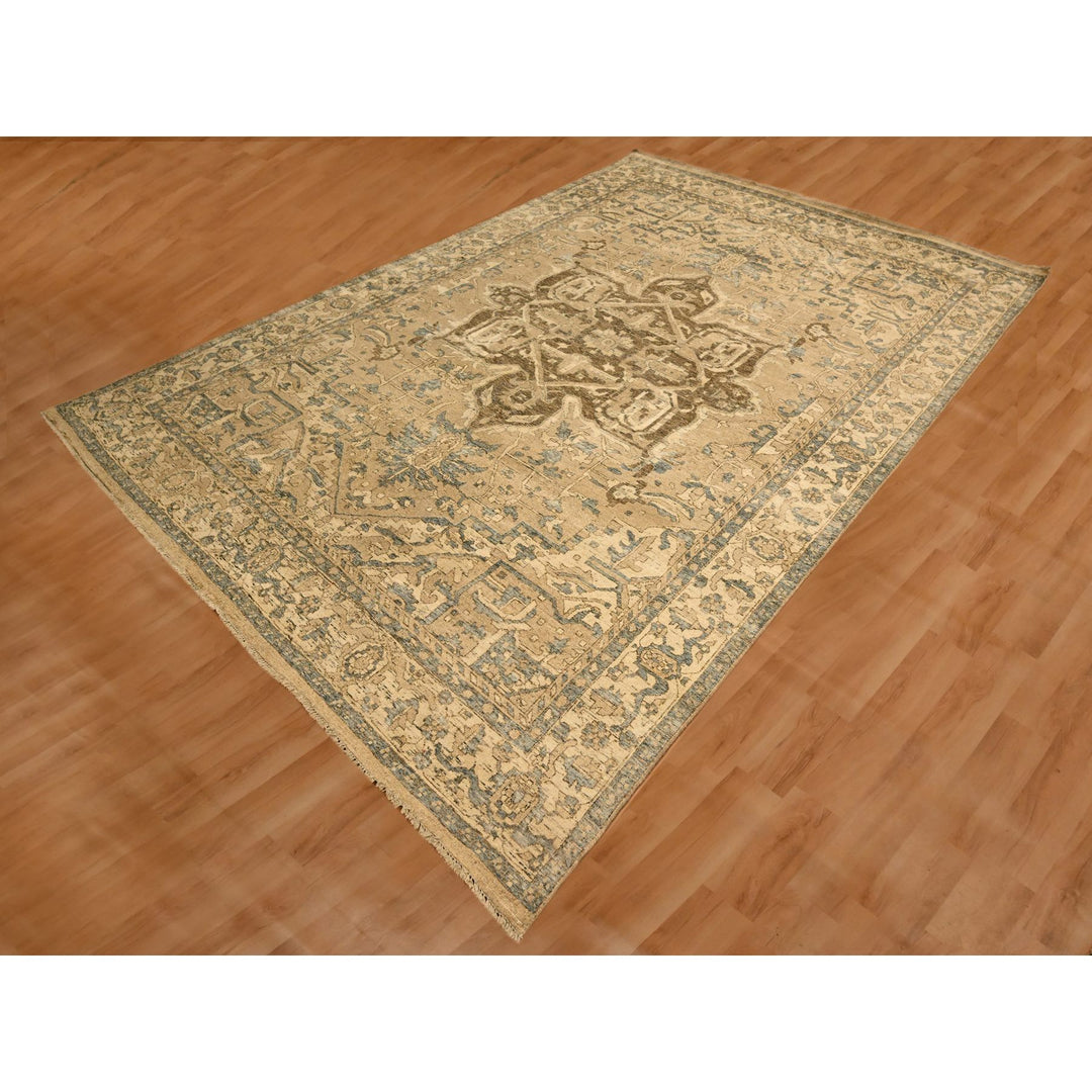 8'7" x 12'4" New Hand Knotted Brown Wool Rectangle Oriental Rug - MOA10276197