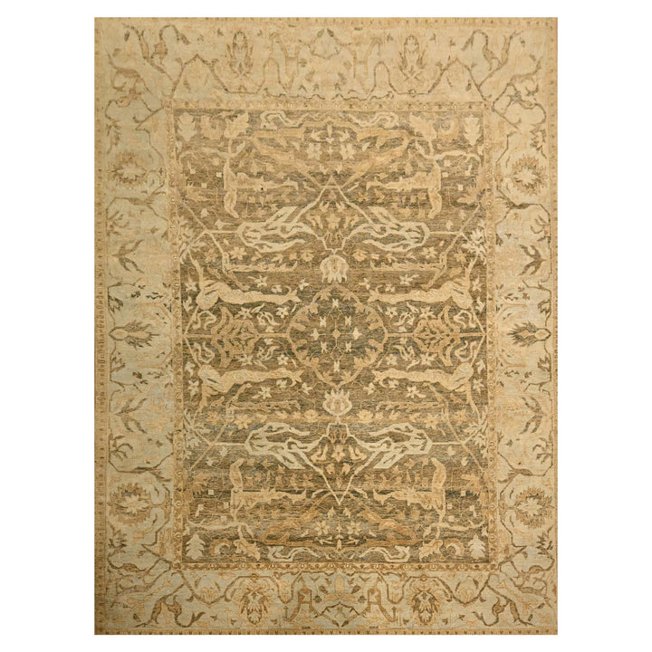 8'10" x 12'2" New Hand Knotted Brown Wool Rectangle Oriental Rug - MOA10276198
