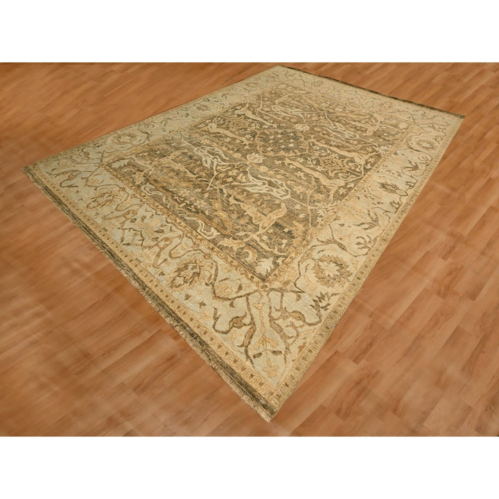 8'10" x 12'2" New Hand Knotted Brown Wool Rectangle Oriental Rug - MOA10276198
