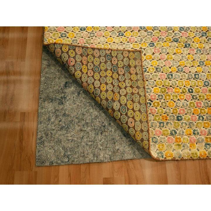 9'0" x 12'2" New Hand Knotted Yellow Sari Silk Rectangle Oriental Rug - MOA10276200