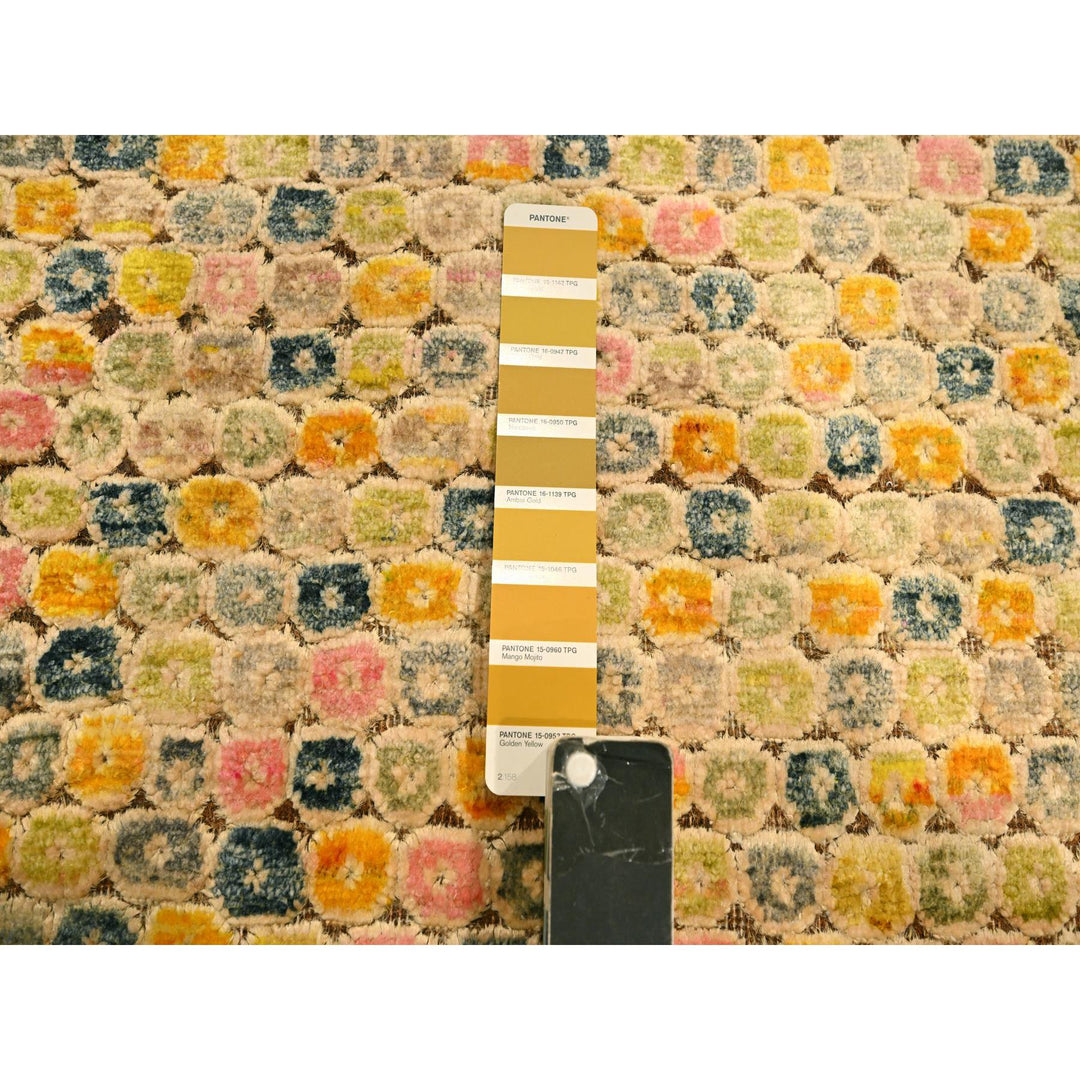 9'0" x 12'2" New Hand Knotted Yellow Sari Silk Rectangle Oriental Rug - MOA10276200