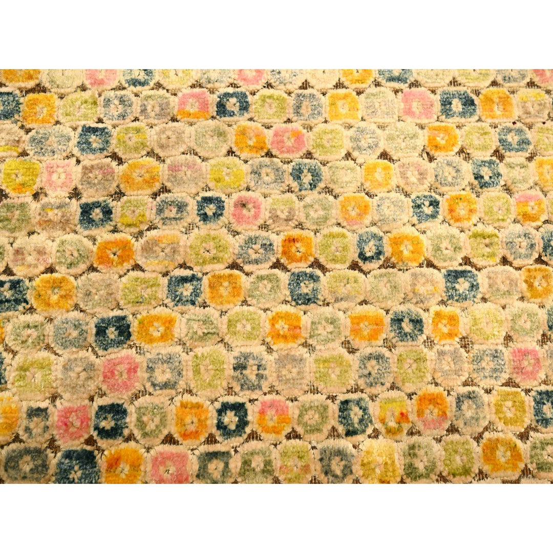9'0" x 12'2" New Hand Knotted Yellow Sari Silk Rectangle Oriental Rug - MOA10276200