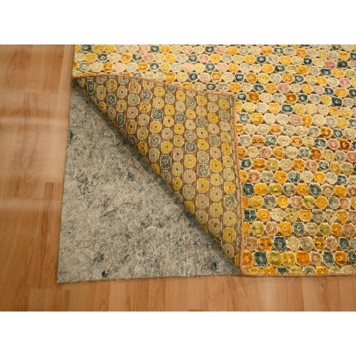 8'10" x 12'2" New Hand Knotted Yellow Sari Silk Rectangle Oriental Rug - MOA10276201