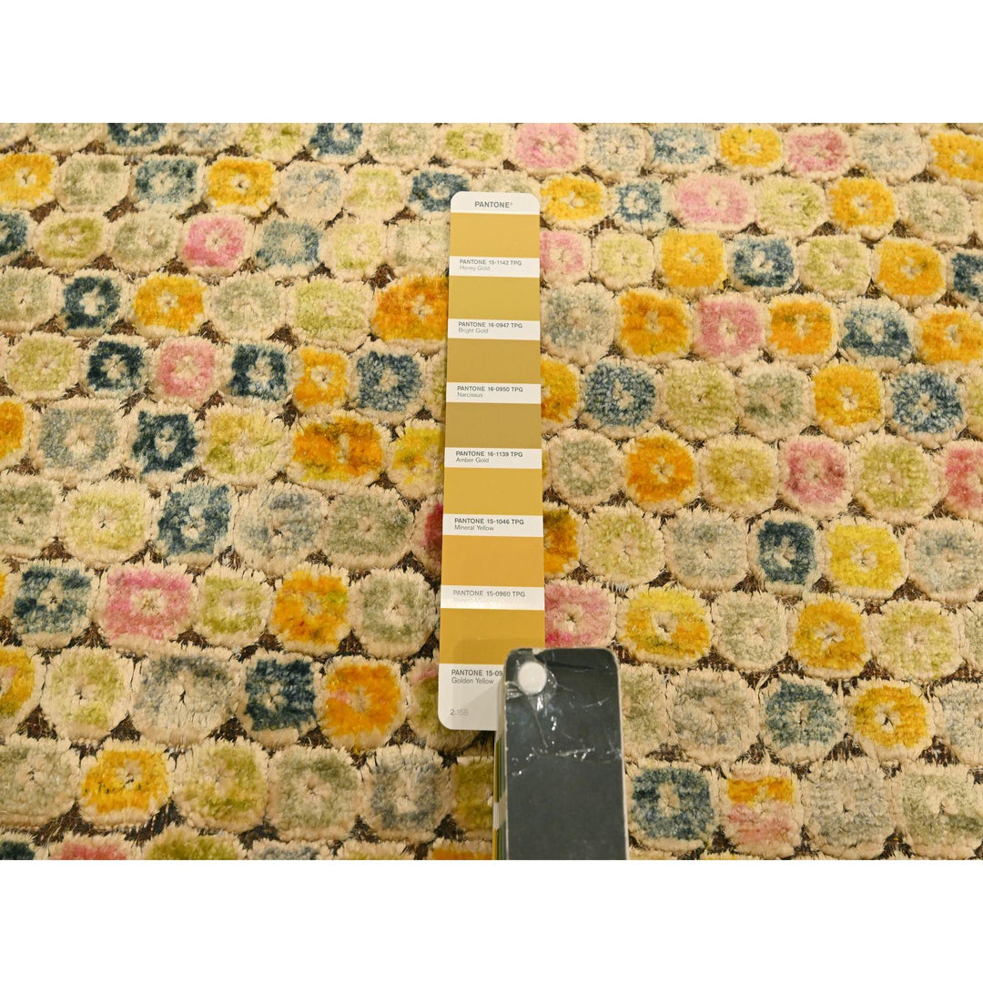 8'10" x 12'2" New Hand Knotted Yellow Sari Silk Rectangle Oriental Rug - MOA10276201
