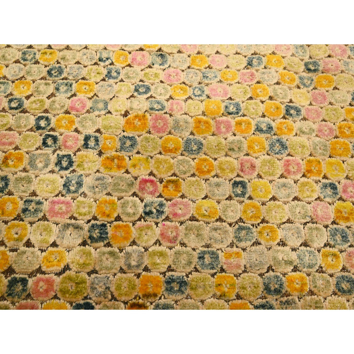 8'10" x 12'2" New Hand Knotted Yellow Sari Silk Rectangle Oriental Rug - MOA10276201