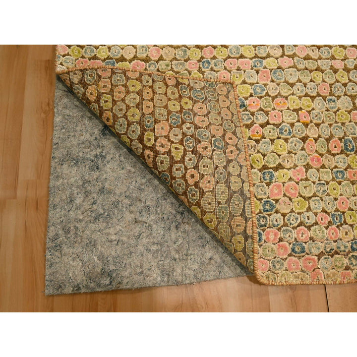 4'11" x 7'7" New Hand Knotted Yellow Sari Silk Rectangle Oriental Rug - MOA10276202