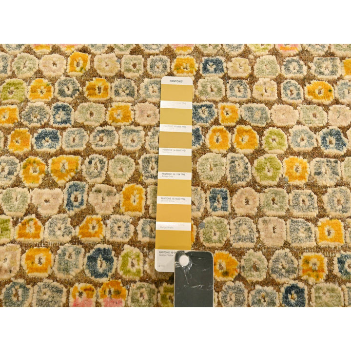 4'11" x 7'7" New Hand Knotted Yellow Sari Silk Rectangle Oriental Rug - MOA10276202