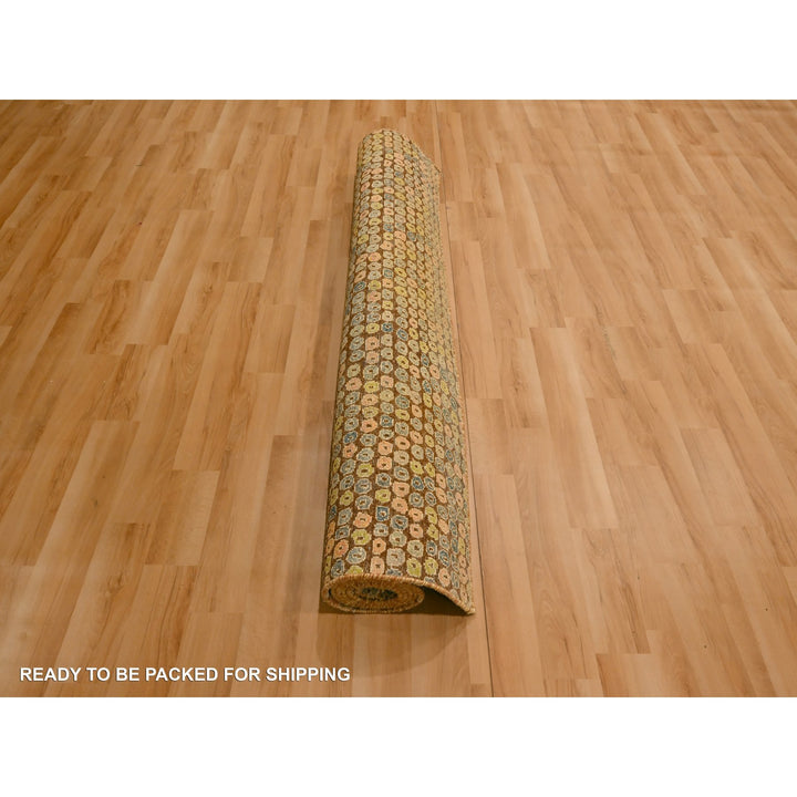 4'11" x 7'7" New Hand Knotted Yellow Sari Silk Rectangle Oriental Rug - MOA10276202