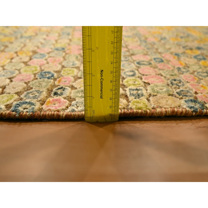 4'11" x 7'7" New Hand Knotted Yellow Sari Silk Rectangle Oriental Rug - MOA10276202