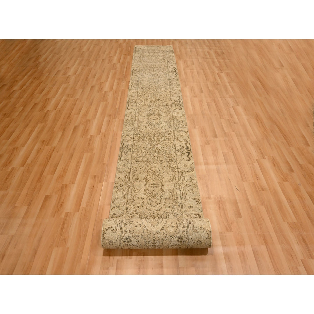 2'4" x 19'11" New Hand Knotted Brown Wool Runner Oriental Rug - MOA10276207