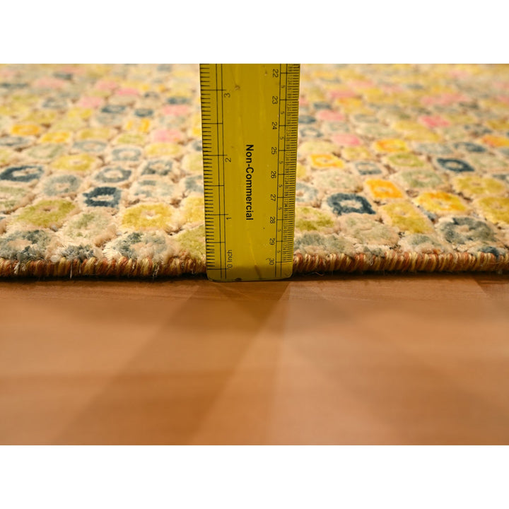 2'0" x 3'0" New Hand Knotted Yellow Sari Silk Rectangle Oriental Rug - MOA10276208