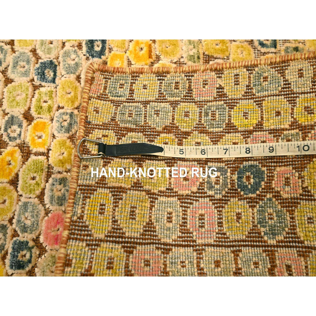 2'0" x 3'0" New Hand Knotted Yellow Sari Silk Rectangle Oriental Rug - MOA10276209