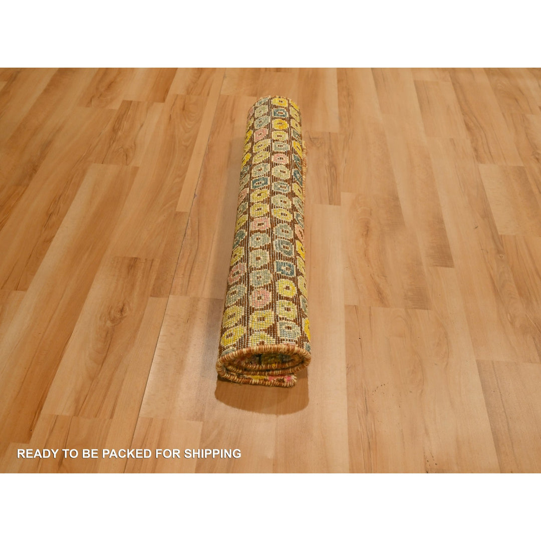 2'0" x 3'0" New Hand Knotted Yellow Sari Silk Rectangle Oriental Rug - MOA10276209