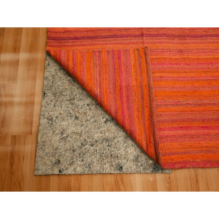 8'0" x 10'1" New Hand Knotted Orange Wool & Sari Silk Rectangle Oriental Rug - MOA10276210