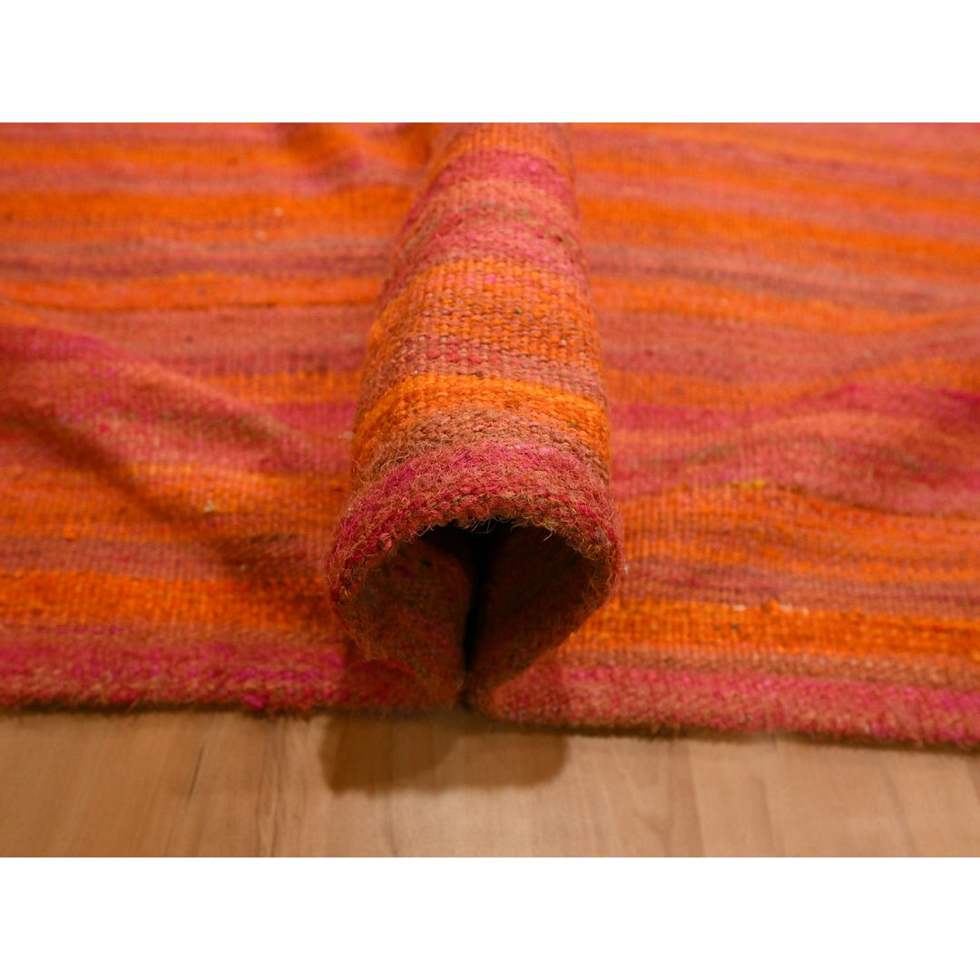 8'0" x 10'1" New Hand Knotted Orange Wool & Sari Silk Rectangle Oriental Rug - MOA10276210