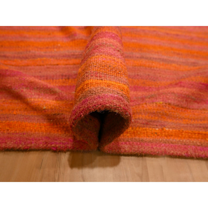 8'0" x 10'1" New Hand Knotted Orange Wool & Sari Silk Rectangle Oriental Rug - MOA10276210