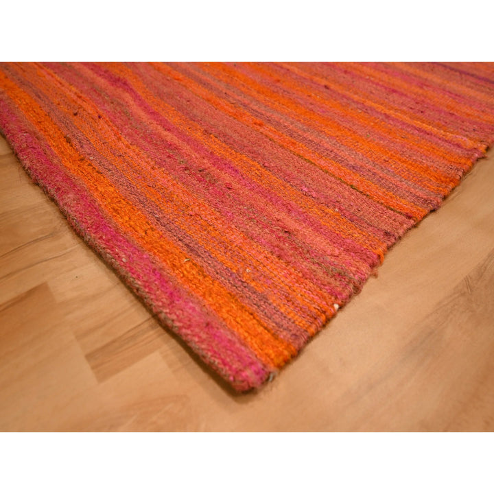 8'0" x 10'1" New Hand Knotted Orange Wool & Sari Silk Rectangle Oriental Rug - MOA10276210