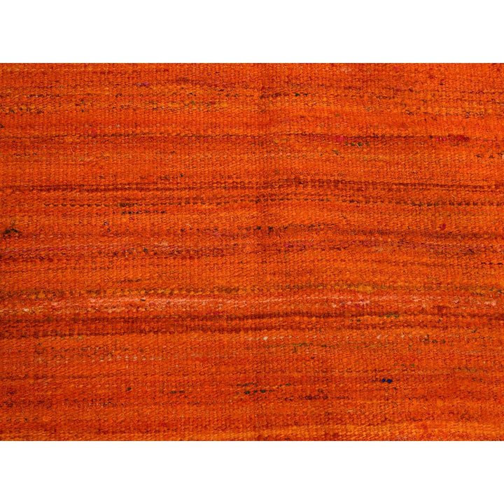 8'0" x 10'1" New Hand Knotted Orange Wool & Sari Silk Rectangle Oriental Rug - MOA10276210