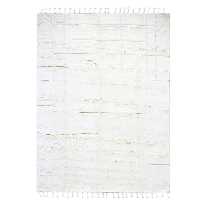 10'1" x 14'0" New Hand Knotted Ivory Wool Rectangle Oriental Rug - MOA10276211