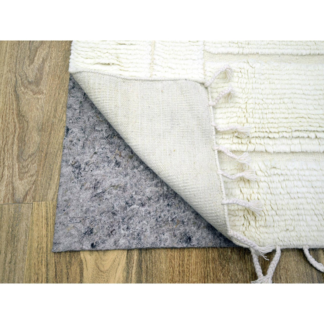 10'1" x 14'0" New Hand Knotted Ivory Wool Rectangle Oriental Rug - MOA10276211