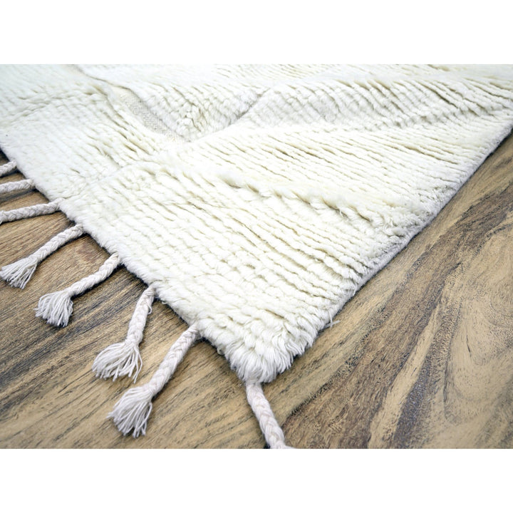 10'1" x 14'0" New Hand Knotted Ivory Wool Rectangle Oriental Rug - MOA10276211