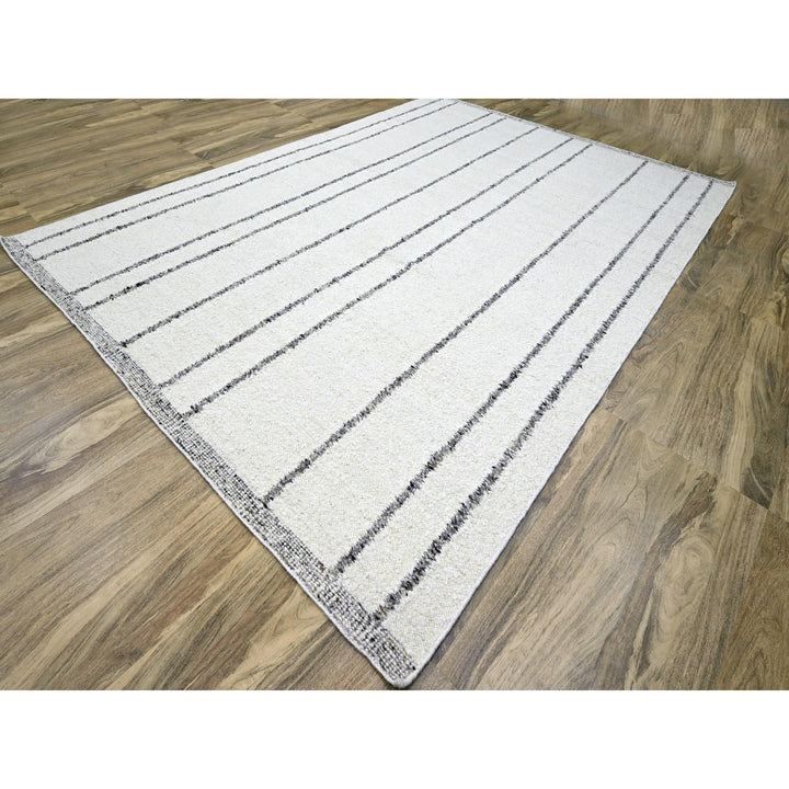 10'0" x 14'0" New Hand Knotted Ivory Wool Rectangle Oriental Rug - MOA10276212
