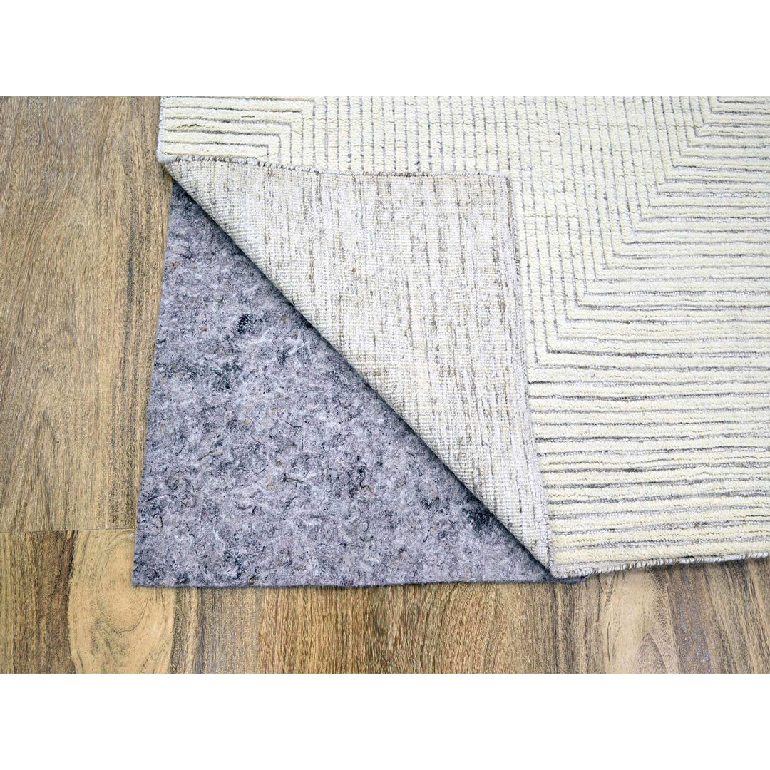 8'11" x 12'1" New Hand Knotted Ivory Wool Rectangle Oriental Rug - MOA10276213