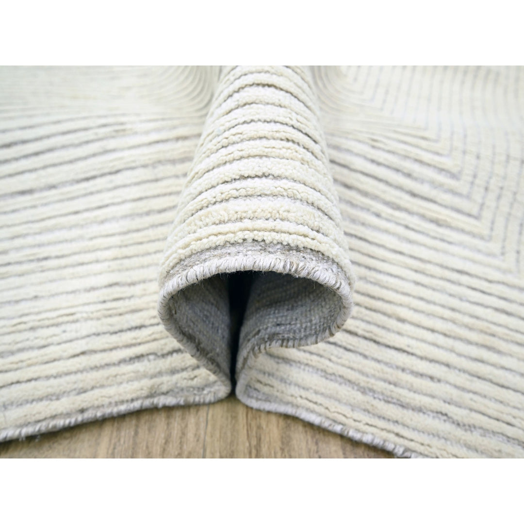 8'11" x 12'1" New Hand Knotted Ivory Wool Rectangle Oriental Rug - MOA10276213