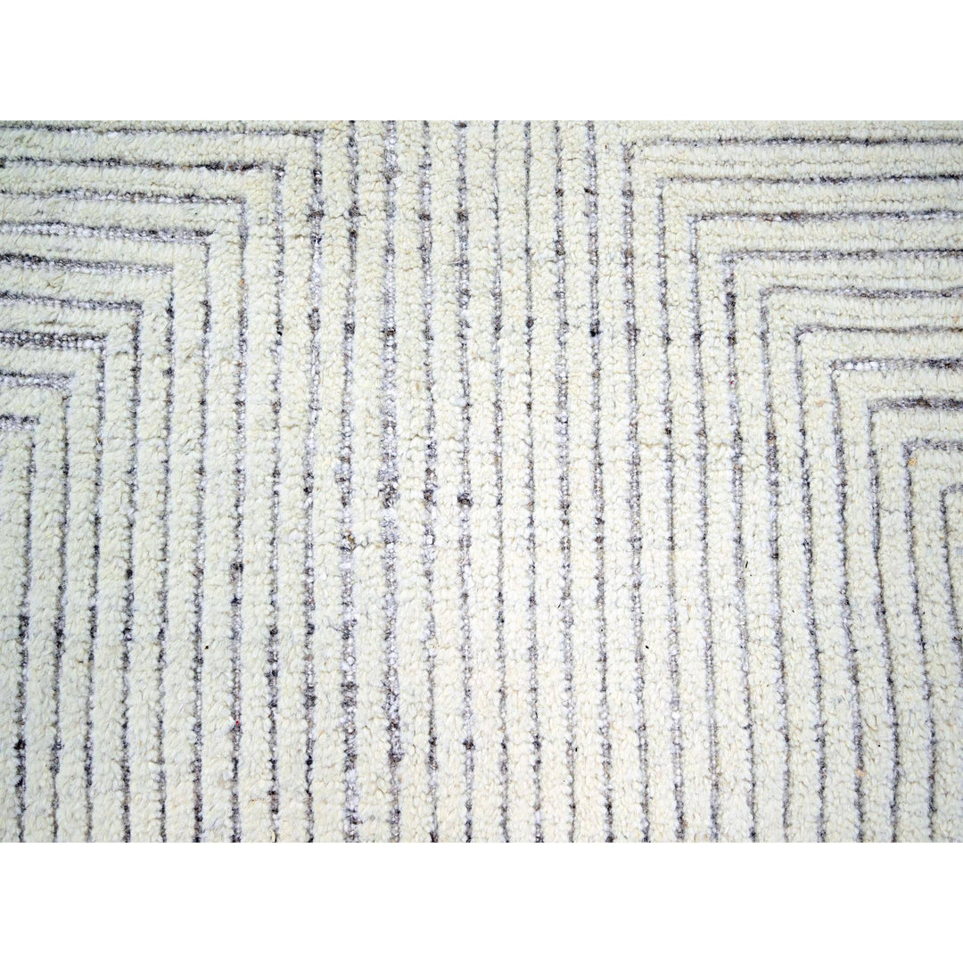 8'11" x 12'1" New Hand Knotted Ivory Wool Rectangle Oriental Rug - MOA10276213