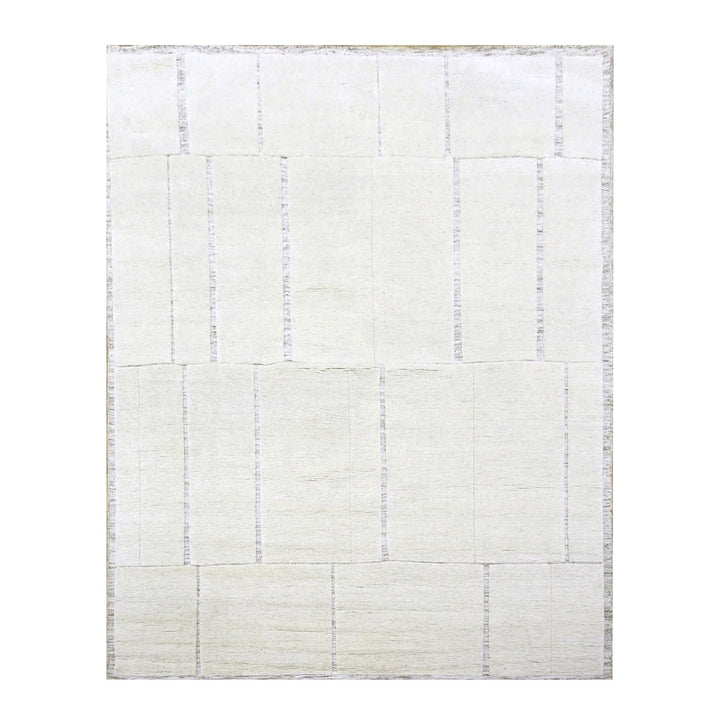 8'0" x 9'9" New Hand Knotted Ivory Wool Rectangle Oriental Rug - MOA10276214