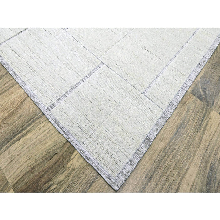 8'0" x 9'9" New Hand Knotted Ivory Wool Rectangle Oriental Rug - MOA10276214
