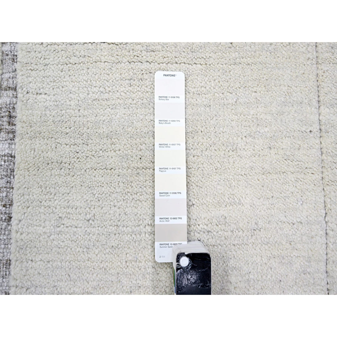 8'0" x 9'9" New Hand Knotted Ivory Wool Rectangle Oriental Rug - MOA10276214