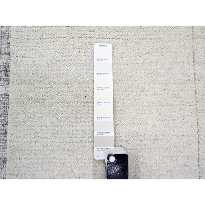 8'0" x 9'9" New Hand Knotted Ivory Wool Rectangle Oriental Rug - MOA10276214