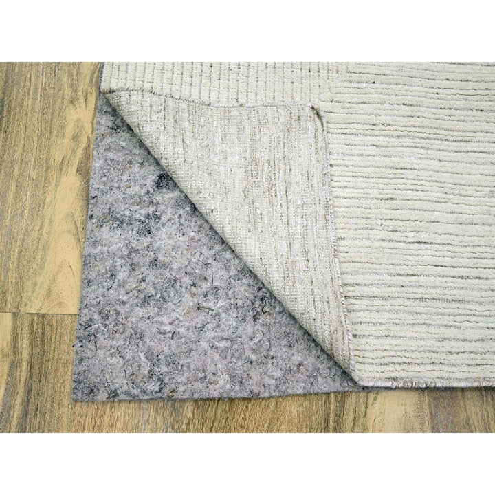9'0" x 12'0" New Hand Knotted Ivory Wool Rectangle Oriental Rug - MOA10276215