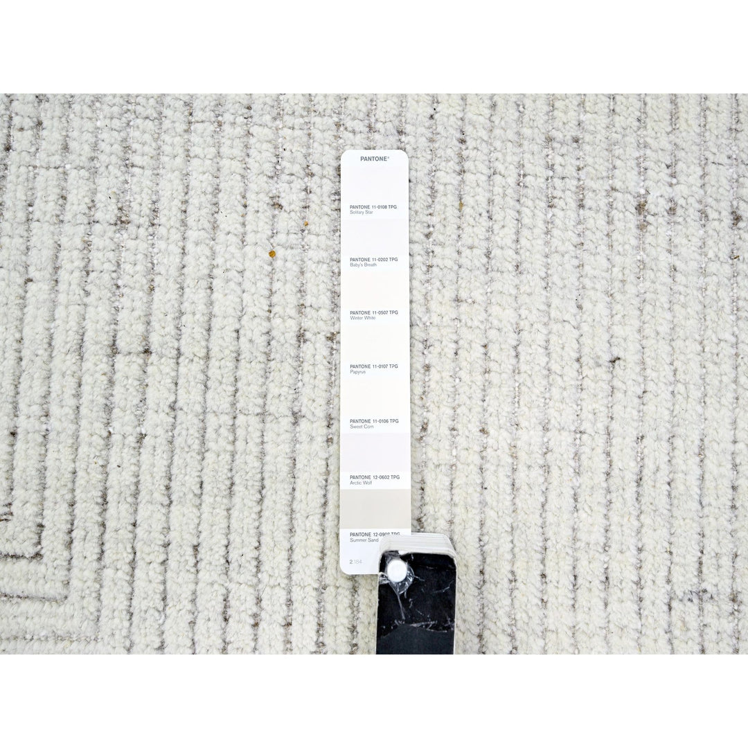9'0" x 12'0" New Hand Knotted Ivory Wool Rectangle Oriental Rug - MOA10276215